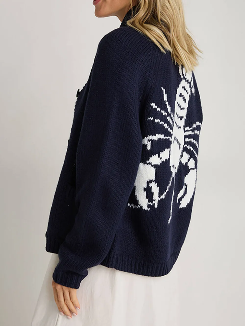 Lobster Button Up Long Sleeve Cardigan, image 4