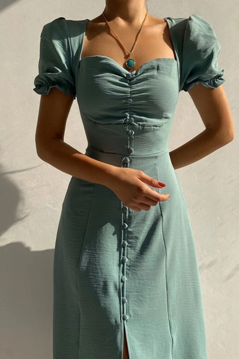 Sweetheart Neck Short Sleeve Dress, image 3