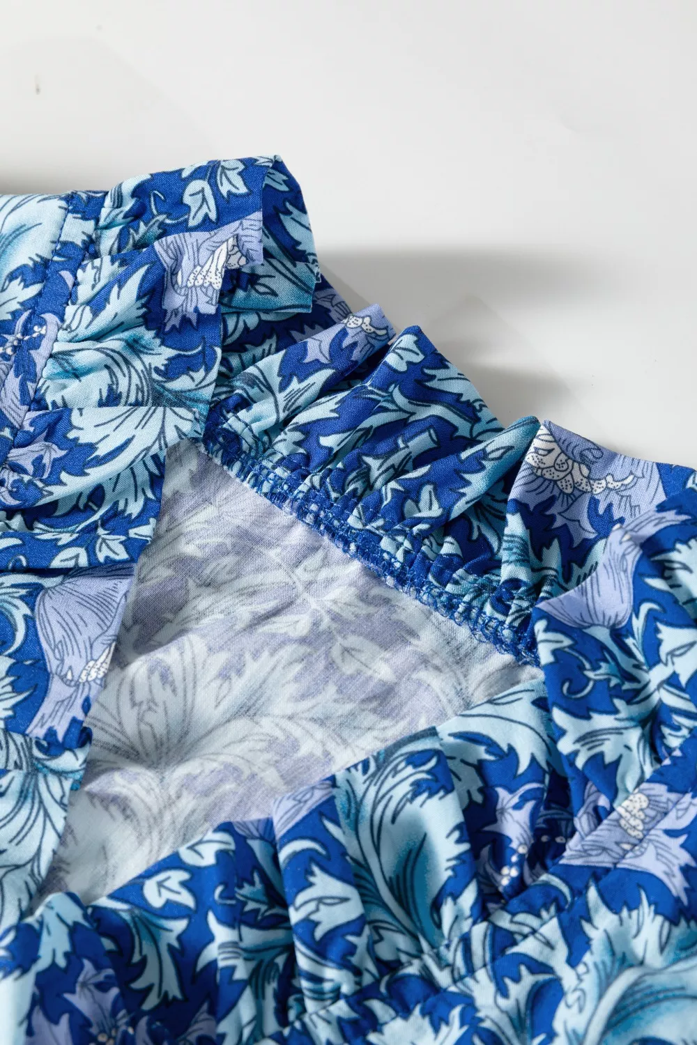 Floral Printed Frilled V Neck Bracelet Sleeve Long Dress, image 7