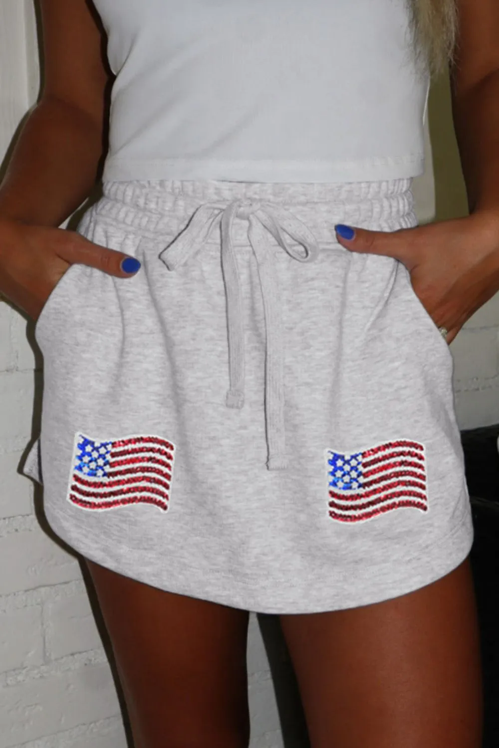 American Flag Embroidered Drawstring Casual Skirt, image 2