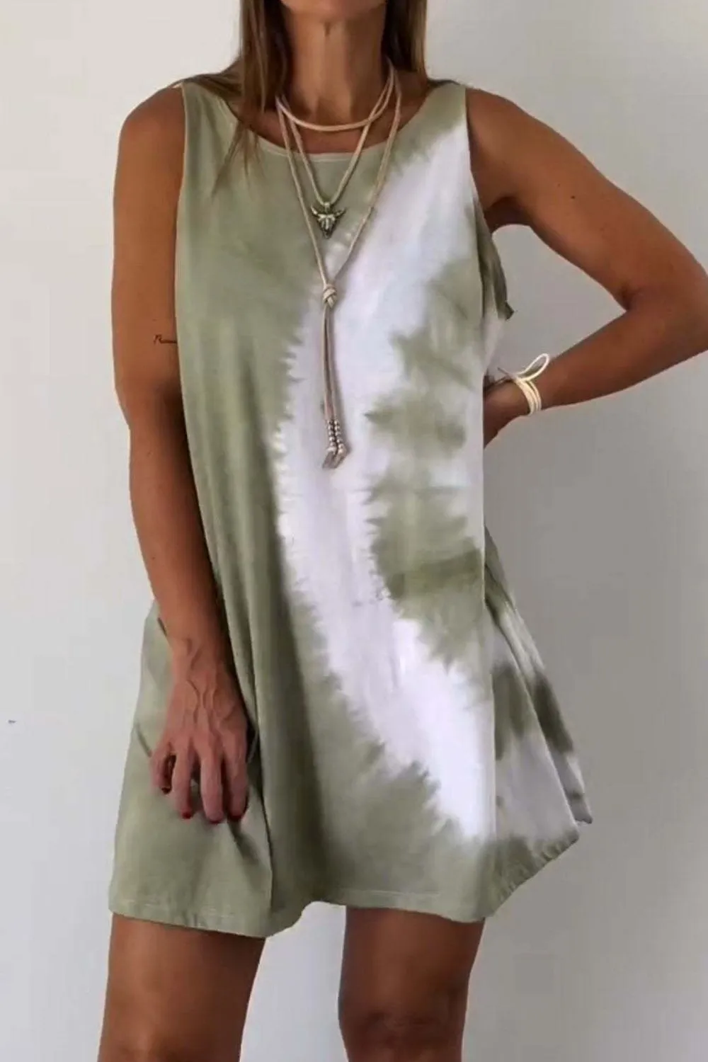 Tie-Dye Sleeveless Mini Tank Dress, image 5
