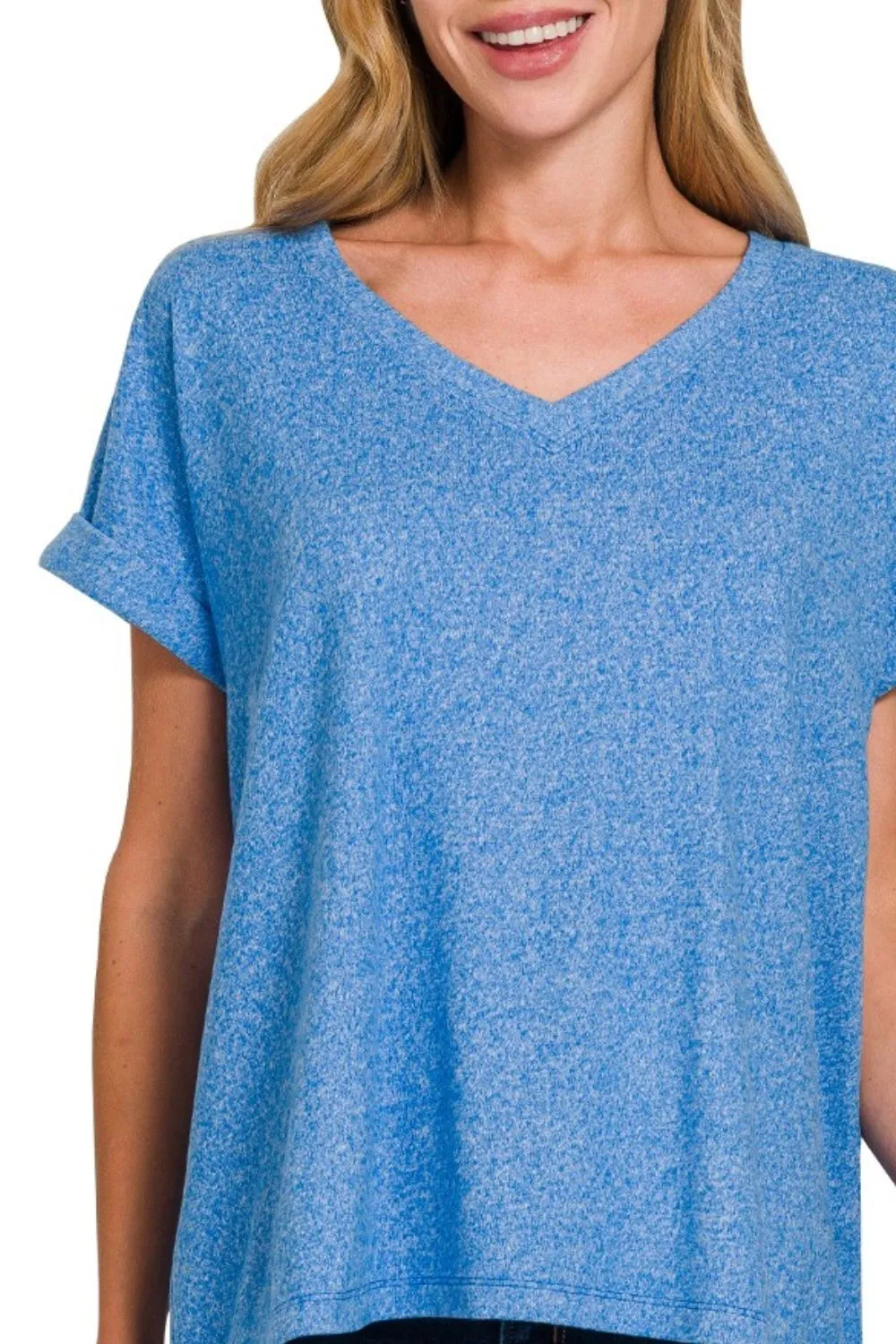 Soft Melange Hacci V-neck Tee, image 2