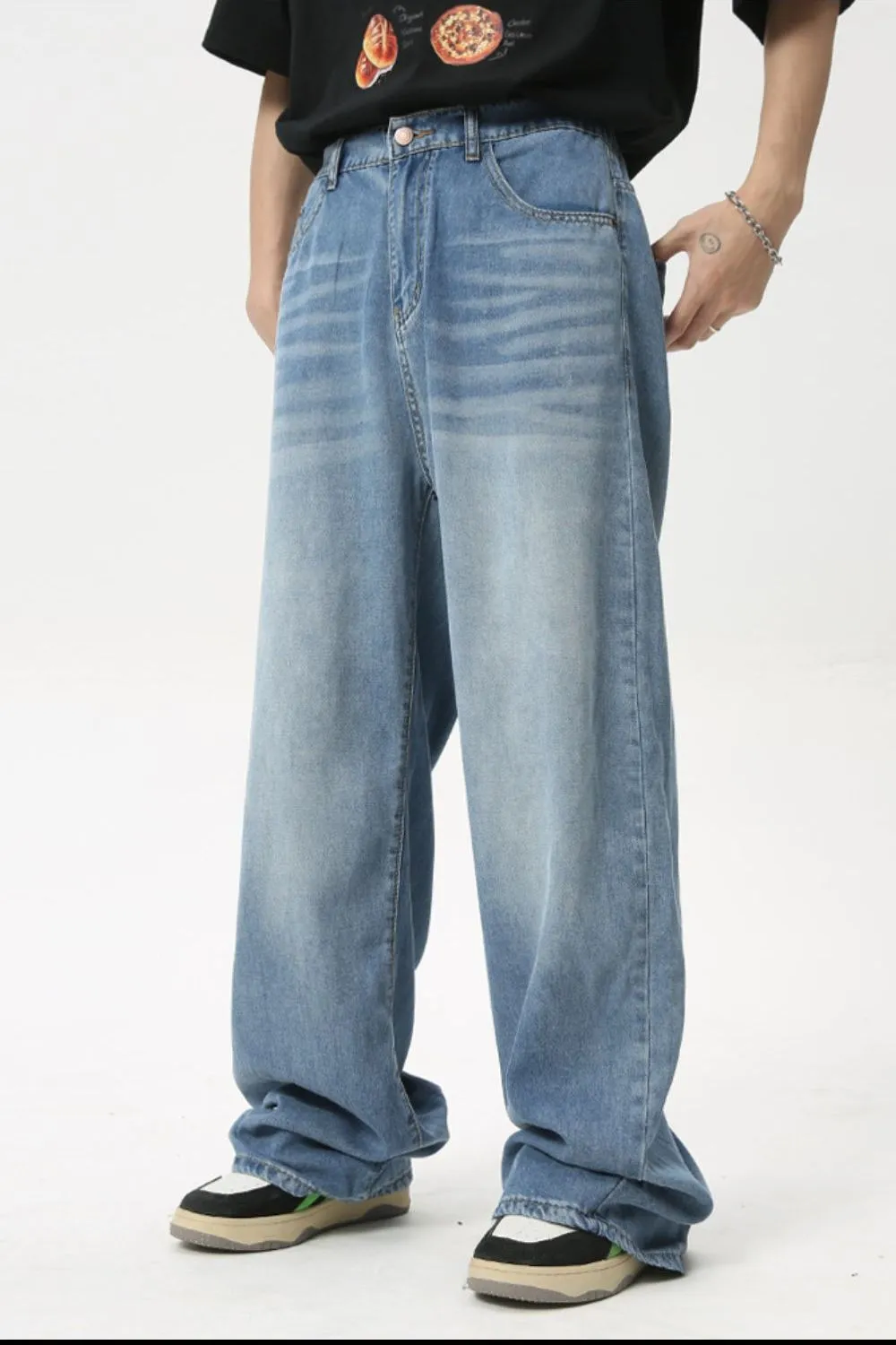 Men's Washed Straight Jeans, image 3
