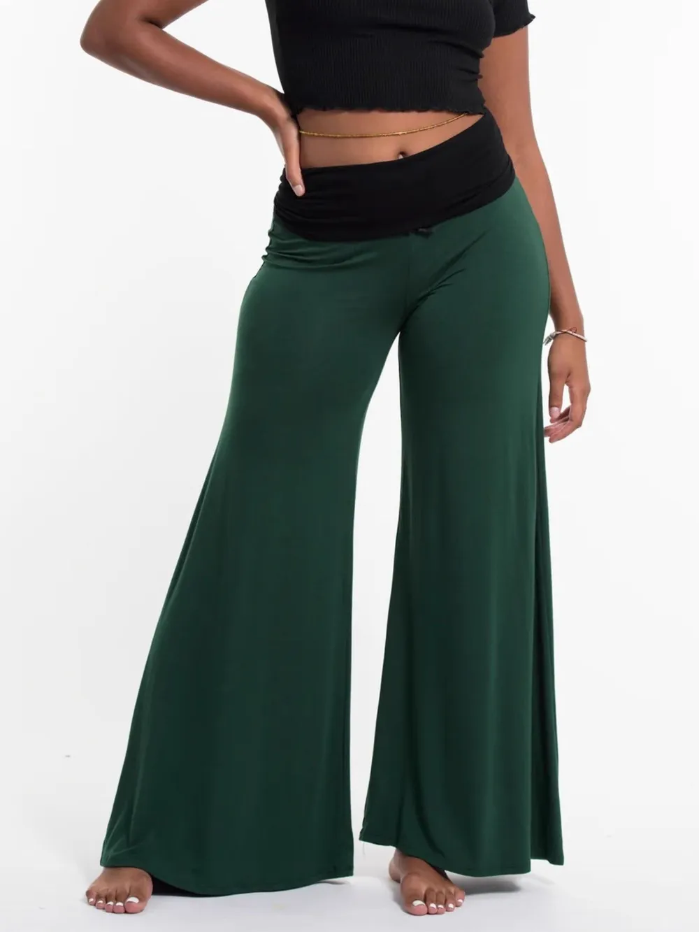 High Waisted Wide Leg Yoga Pants with Contrast Waistband, image 4