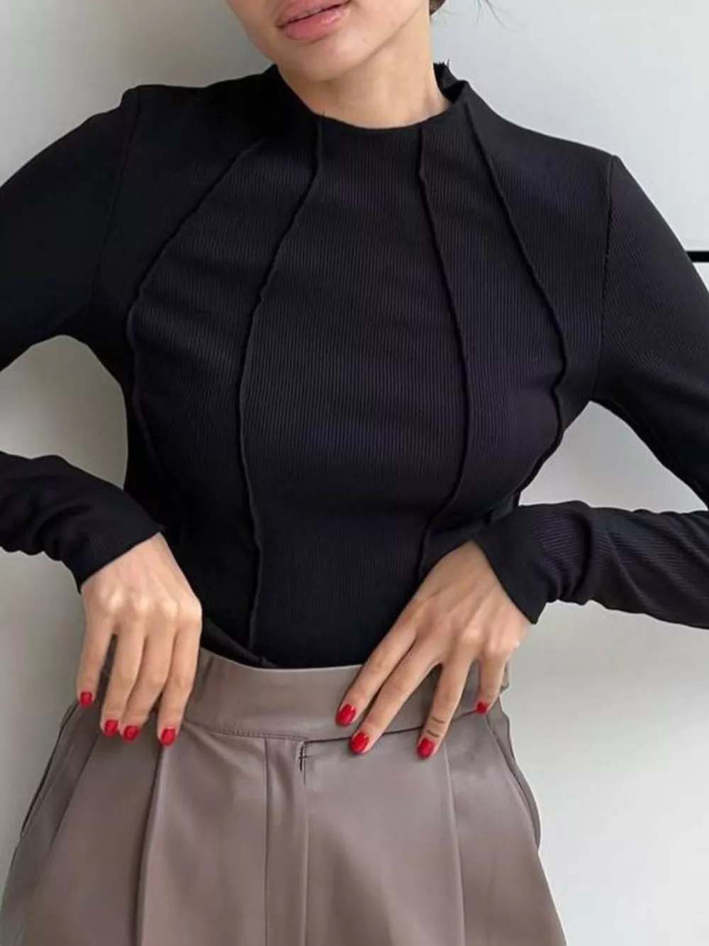 Seam Detail Long Sleeve T-Shirt, image 4