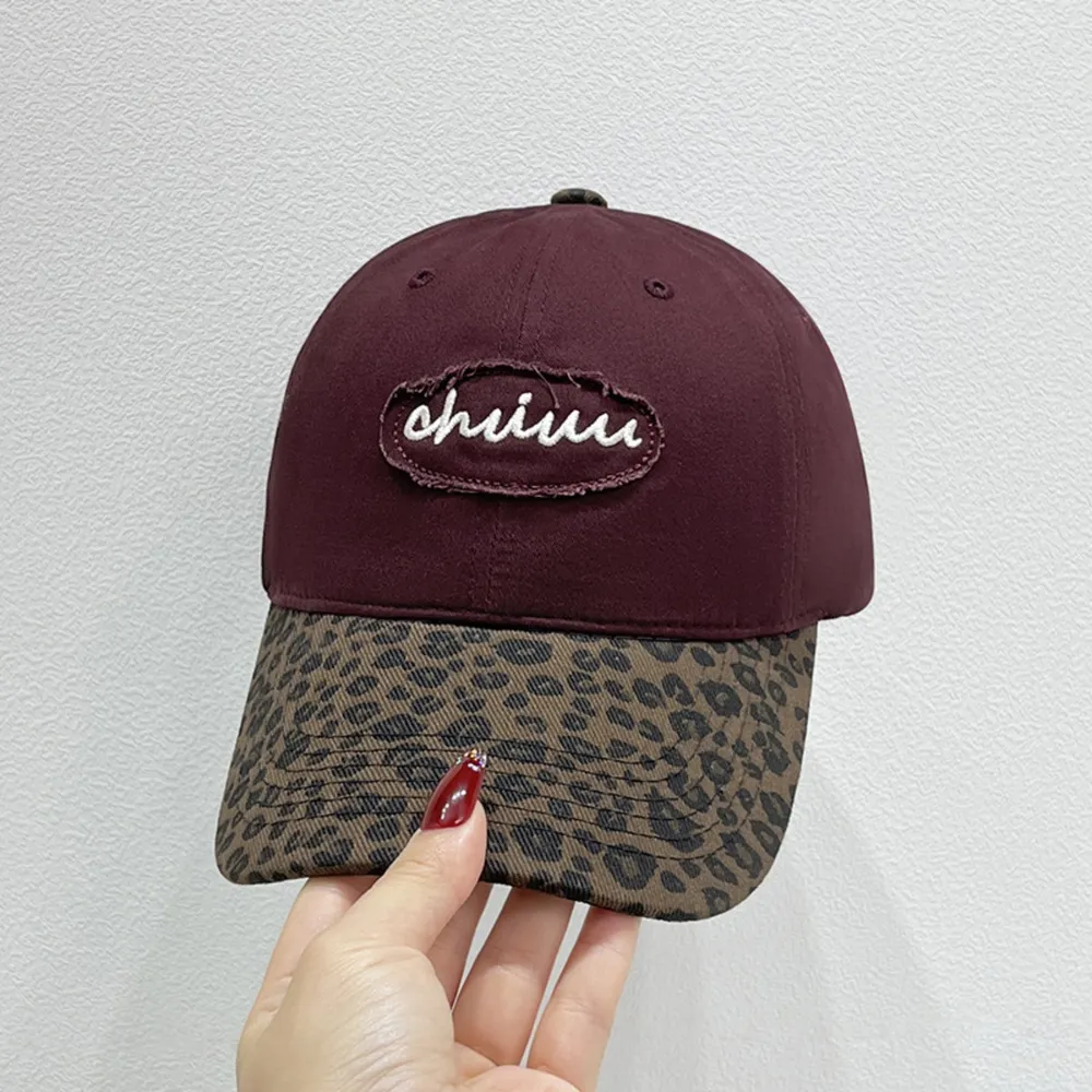 Leopard Print Baseball Cap with Embroidered Letter, image 11