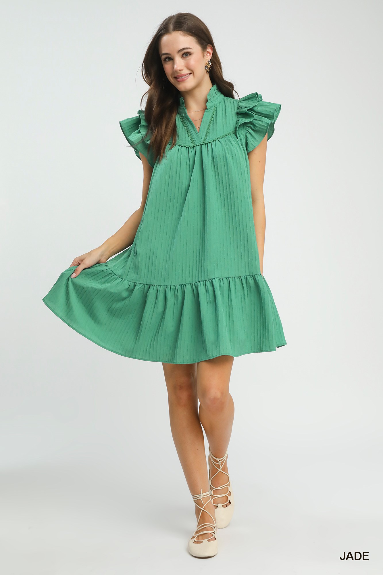 Flutter Sleeve Tiered Dress, image 3