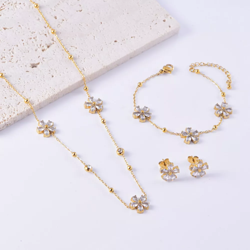 18K Gold-Plated Flower Jewelry Set