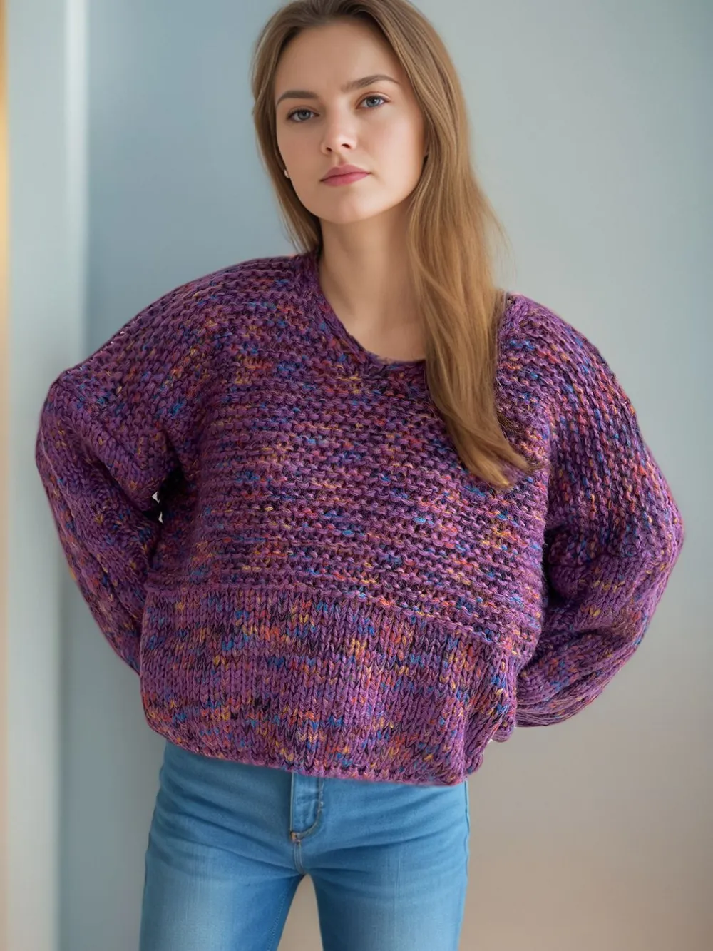 Dropped Shoulder Long Sleeve Sweater, image 6
