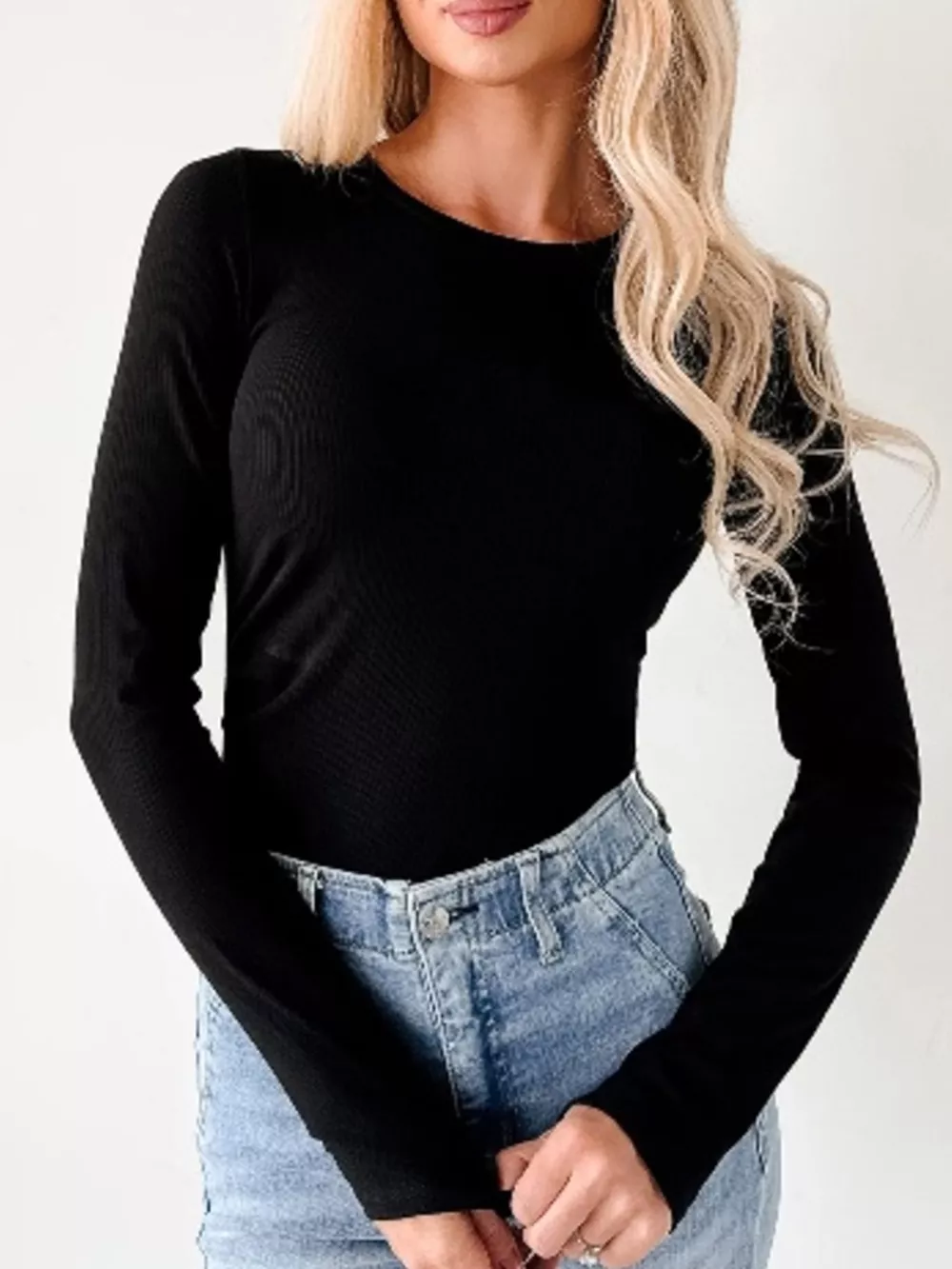 Ribbed Long Sleeve Fitted Bodysuit, image 4