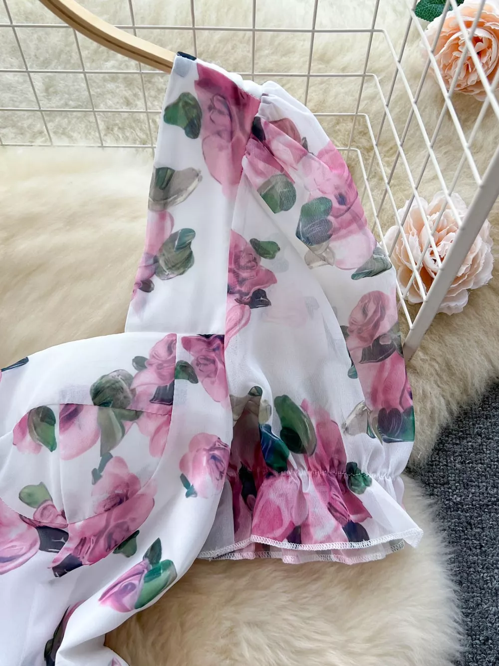 Floral Print Ruffle Hem Midi Dress, image 5