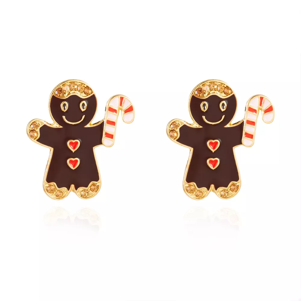 Alloy Gingerbread Man Stud Earrings, image 12