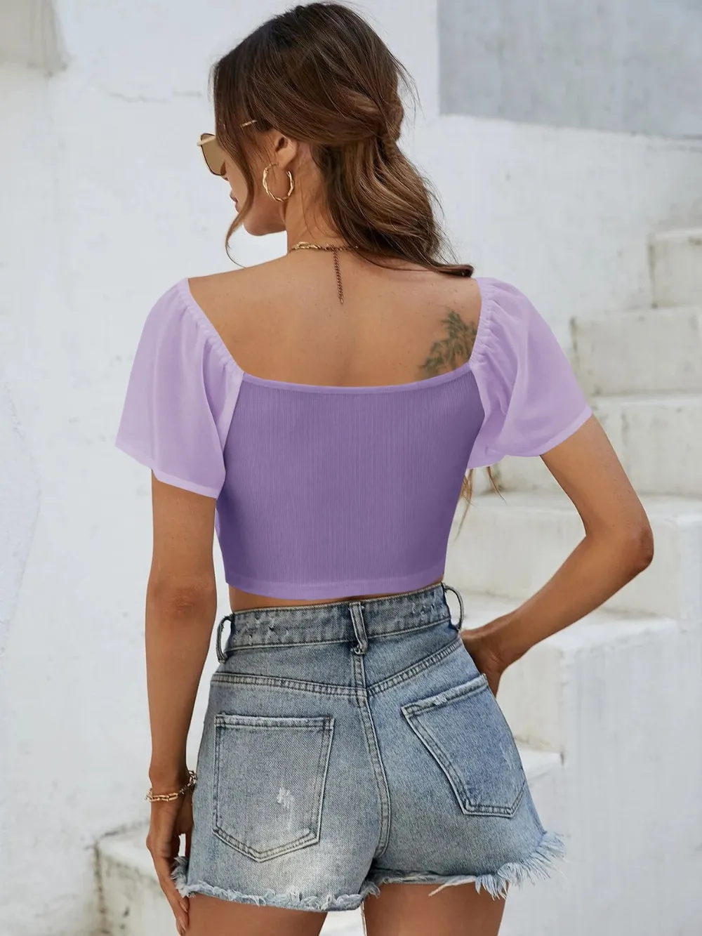Drawstring Short Sleeve Crop Top, image 30