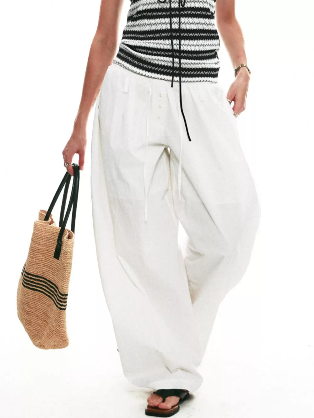 Drawstring Wide-Leg Pants, image 12