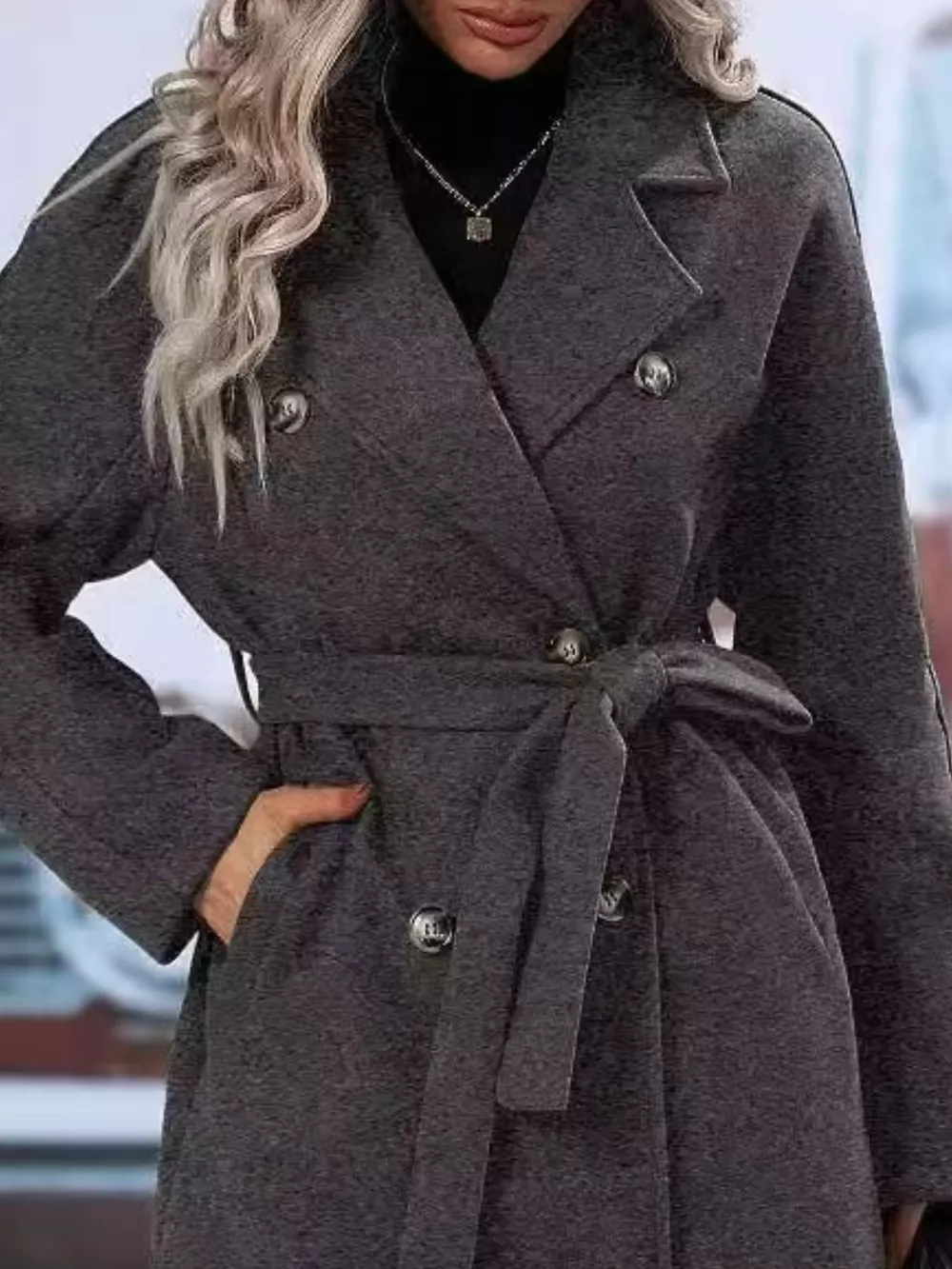 Double-Breasted Lapel Collar Overcoat, image 26