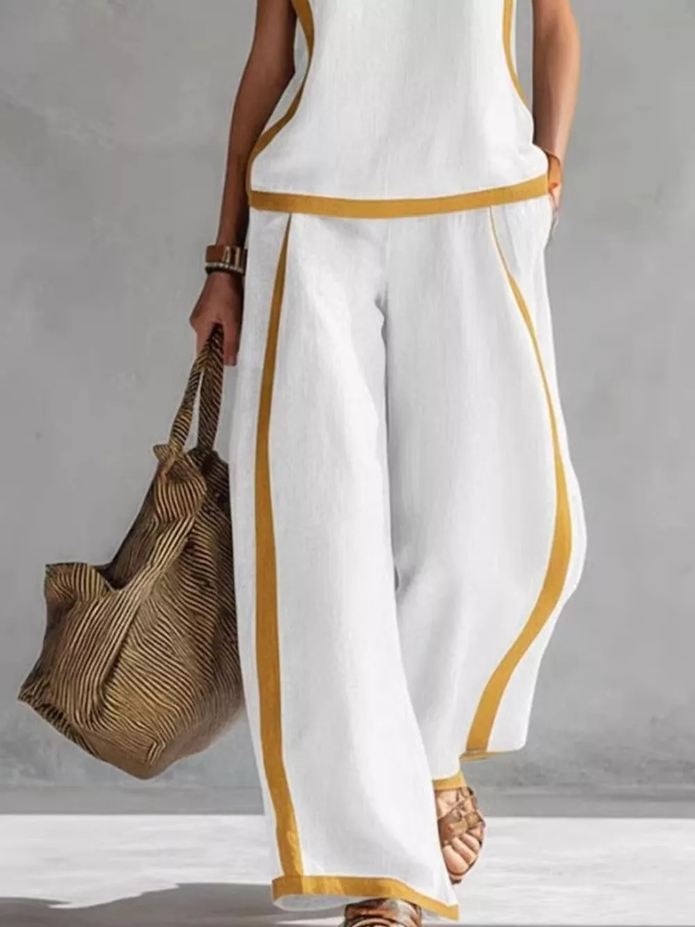 Sleeveless Tank Top and Wide-Leg Pants Set, image 8