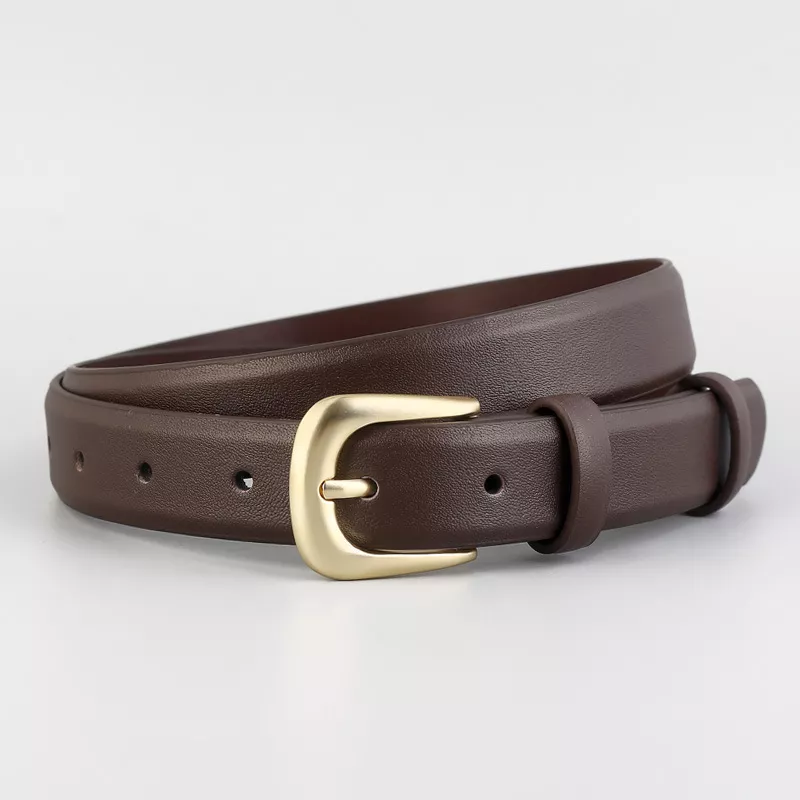Leather Belt with Golden Buckle, image 3