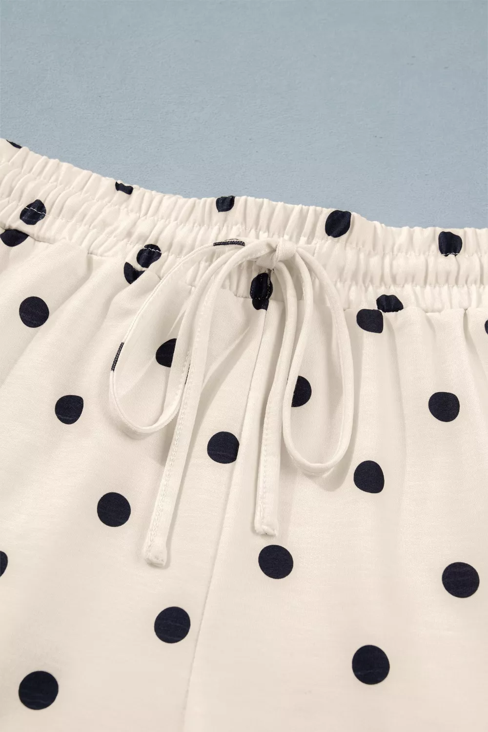 Exposed Seam Detail Polka Dot Loose Tee Drawstring Shorts Set, image 11