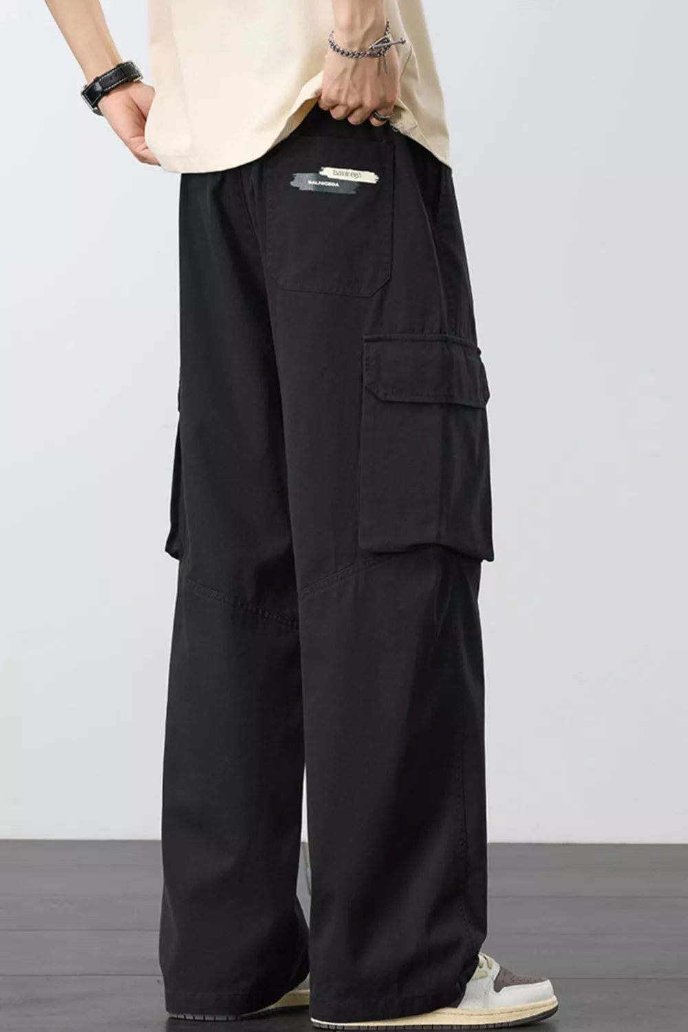 Men's Plus Size Loose Fit Cargo Pants with Drawstring, image 5