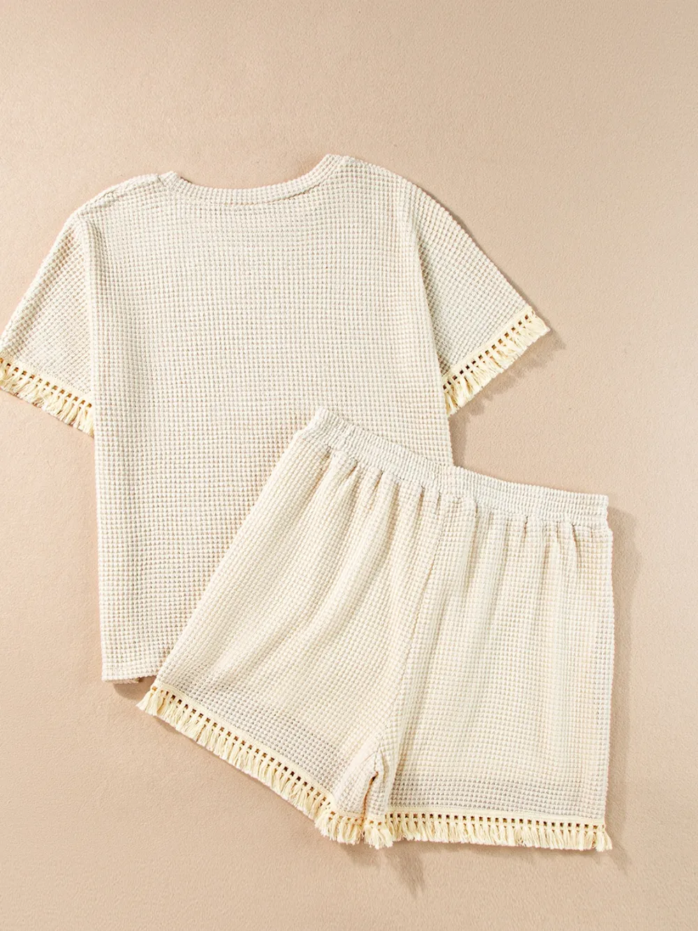 Tassel Round Neck Top and Shorts Set, image 3