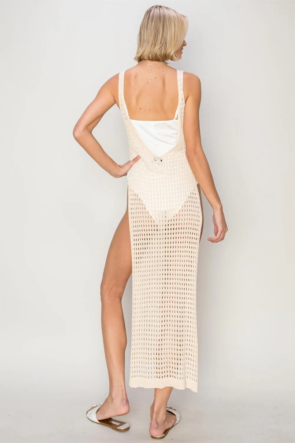 Crochet Backless Cover Up Dress, image 2