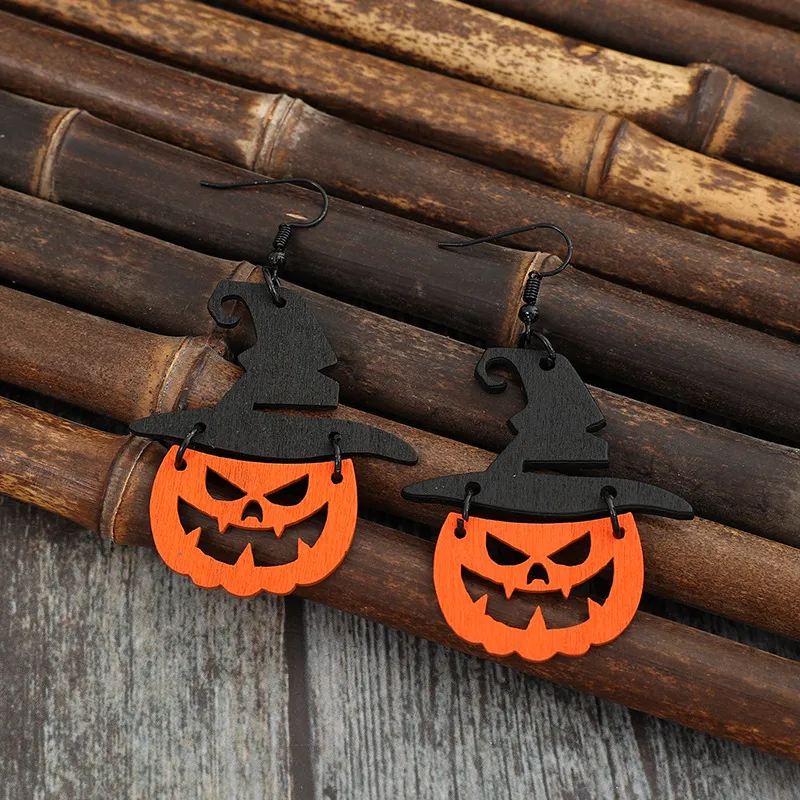 Wooden Pumpkin Shape Earrings, image 2