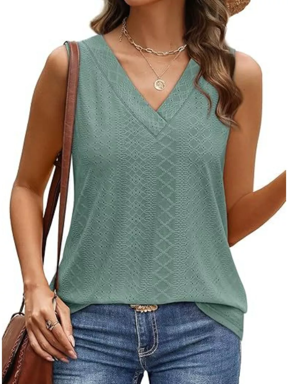 Eyelet V-Neck Tank, image 9