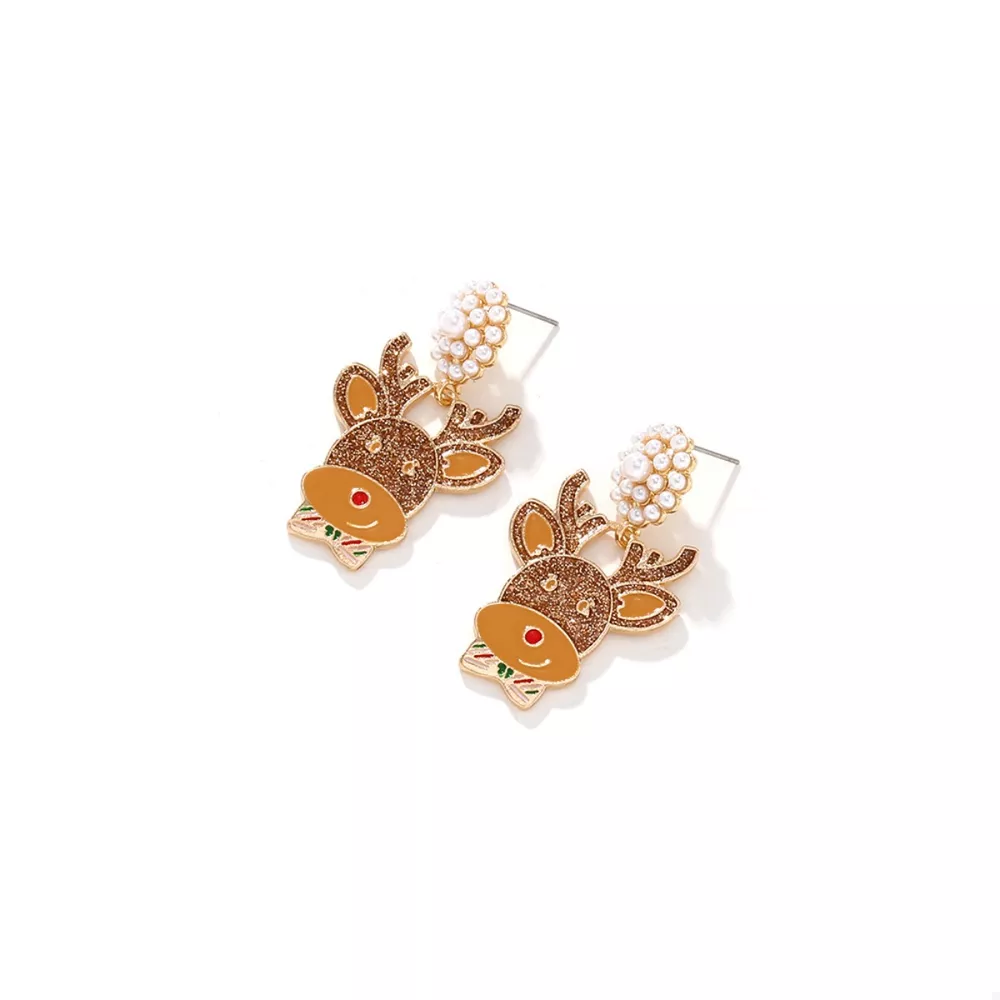 Reindeer Drop Earrings with Pearl Accents, image 4