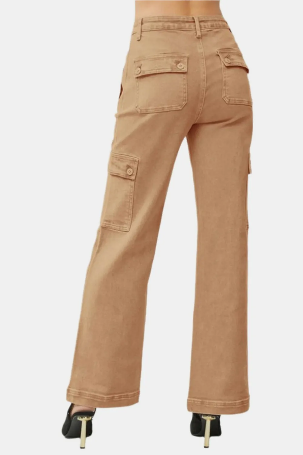 Full Size High Rise Wide Leg Cargo Jeans, image 3