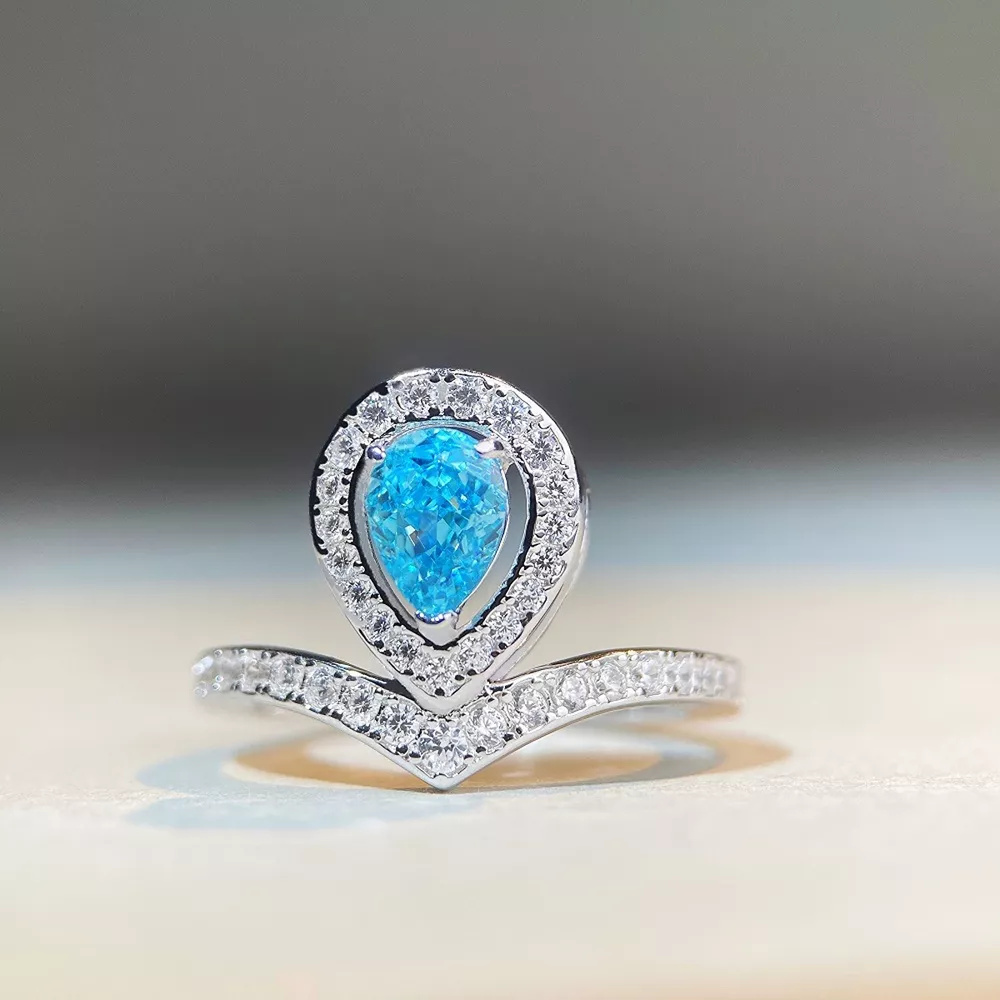 925 Sterling Silver Zircon Teardrop Ring, image 3