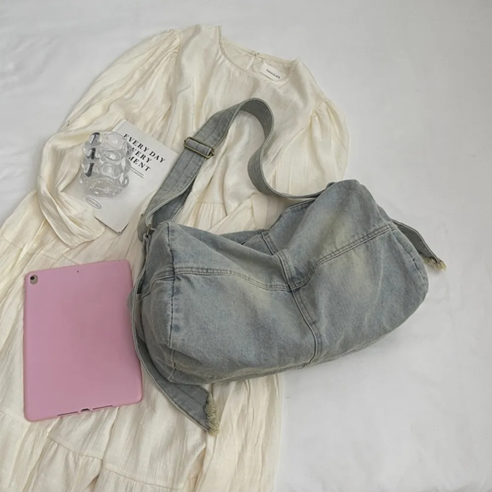 Adjustable Strap Denim Tote Bag, image 2