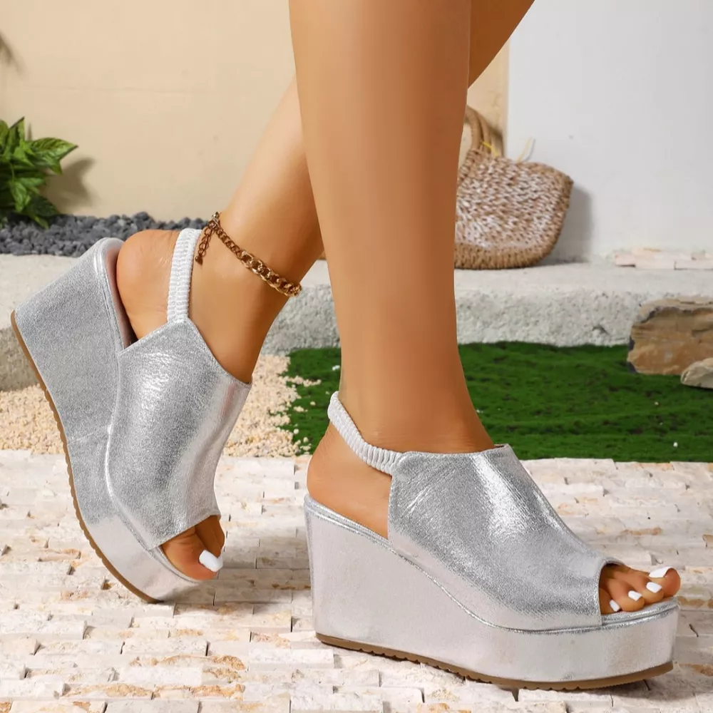 Peep Toe Wedge Sandals, image 8
