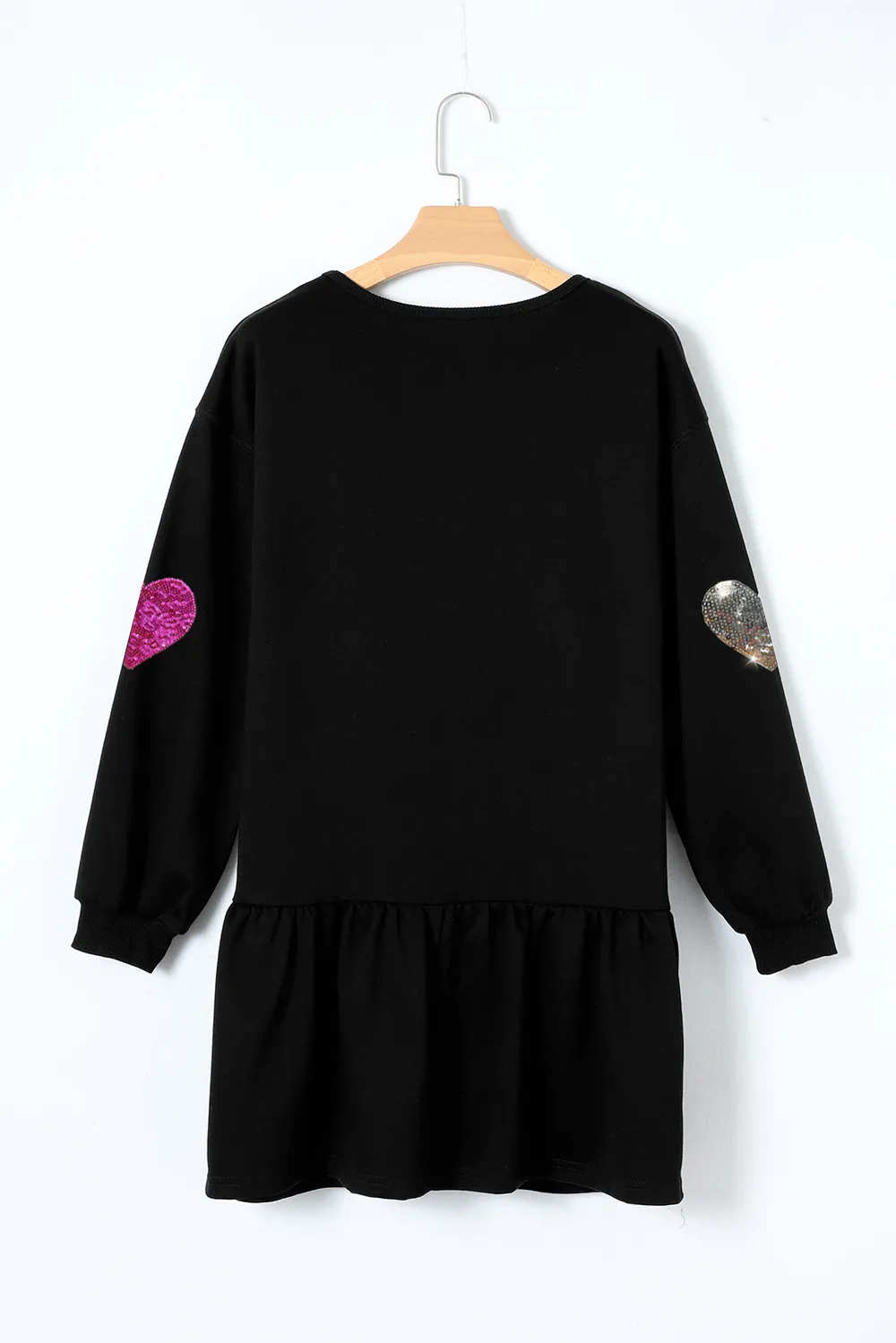 Sequin Heart Round Neck Long Sleeve Mini Dress, image 2