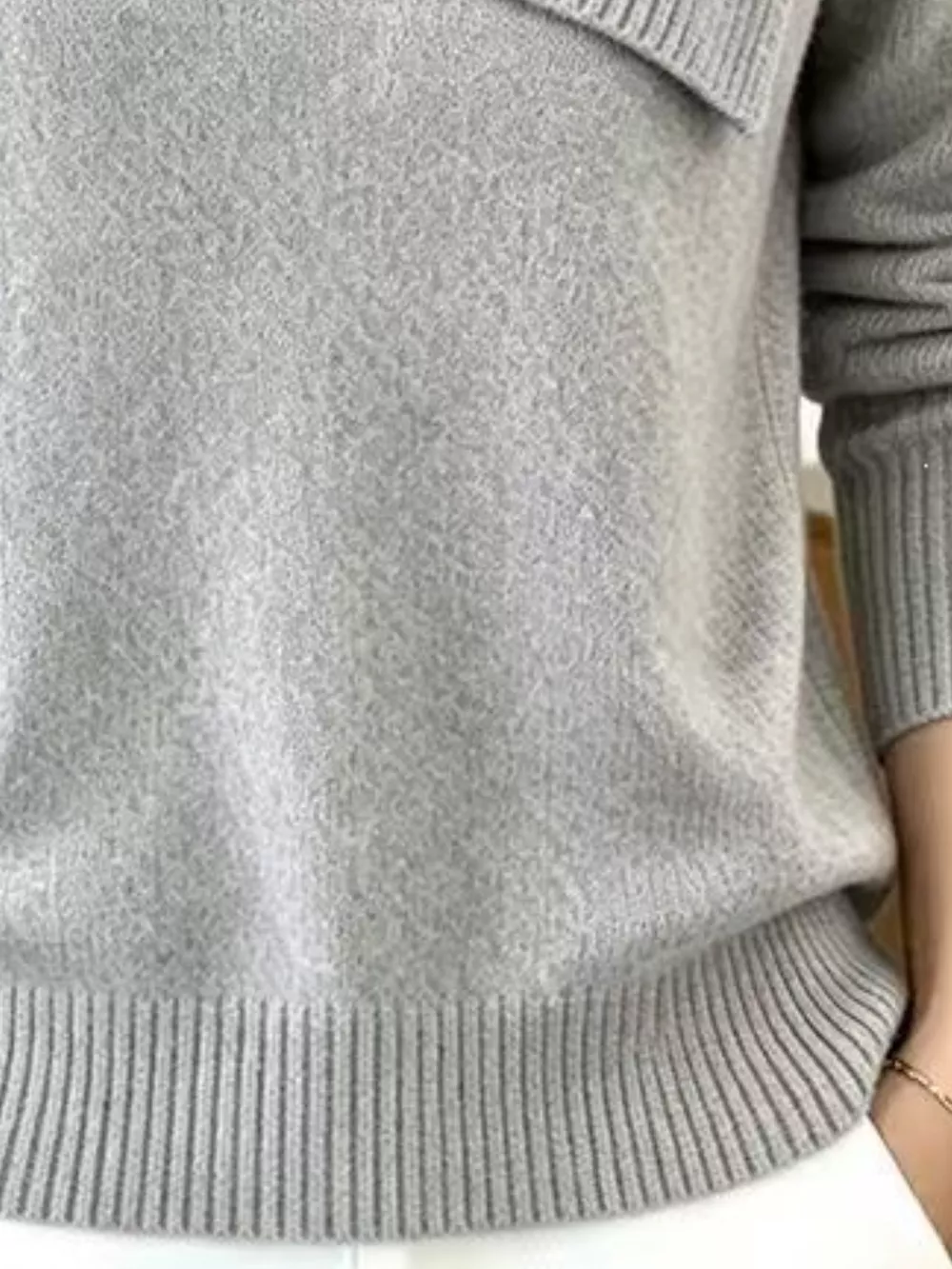 Full Size Asymmetric Ribbed Collar Sweater Plus Size, image 12