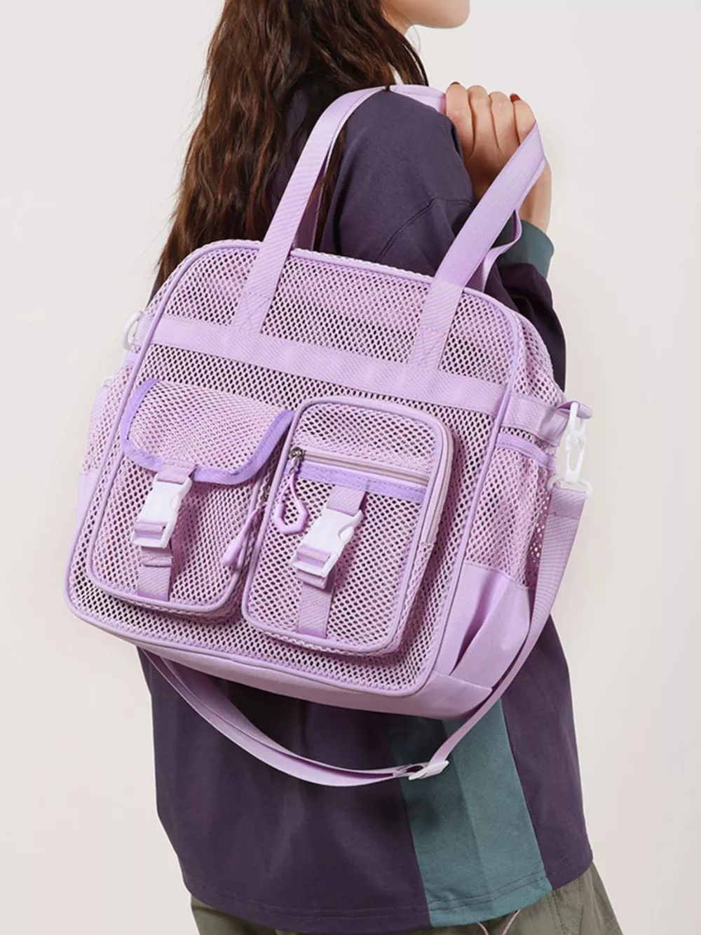 Nylon Crossbody Bag with Buckle Details, image 3