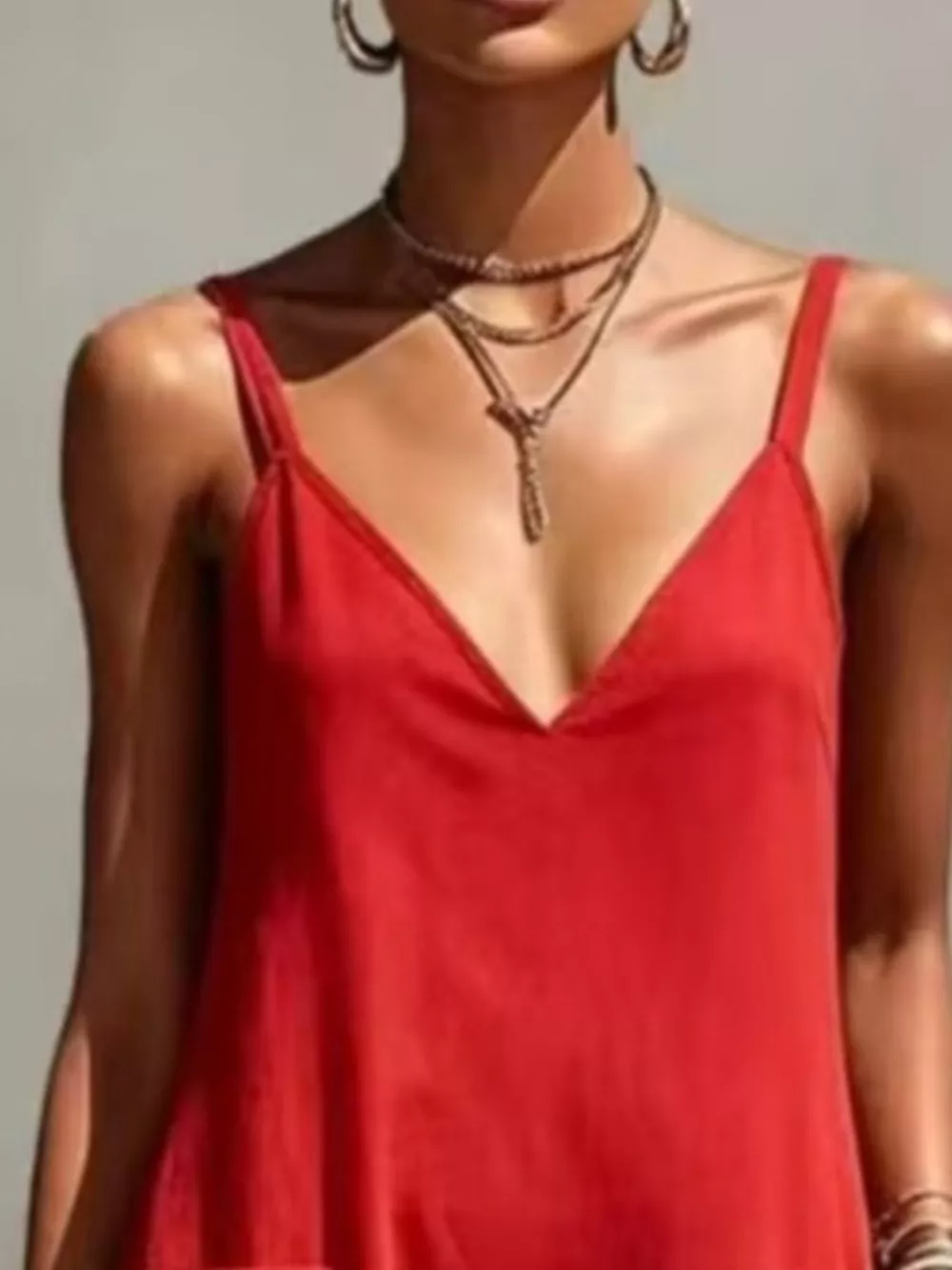Full Size Fringe Spaghetti Strap V-Neck Dress Plus Size, image 8