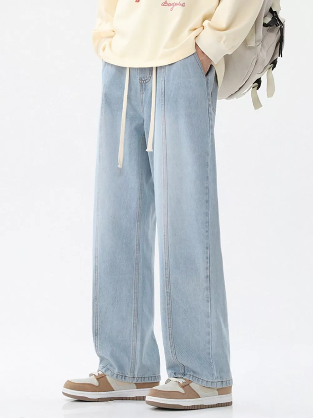 Men's Full Size Drawstring Wide Leg Jeans Plus Size, image 2