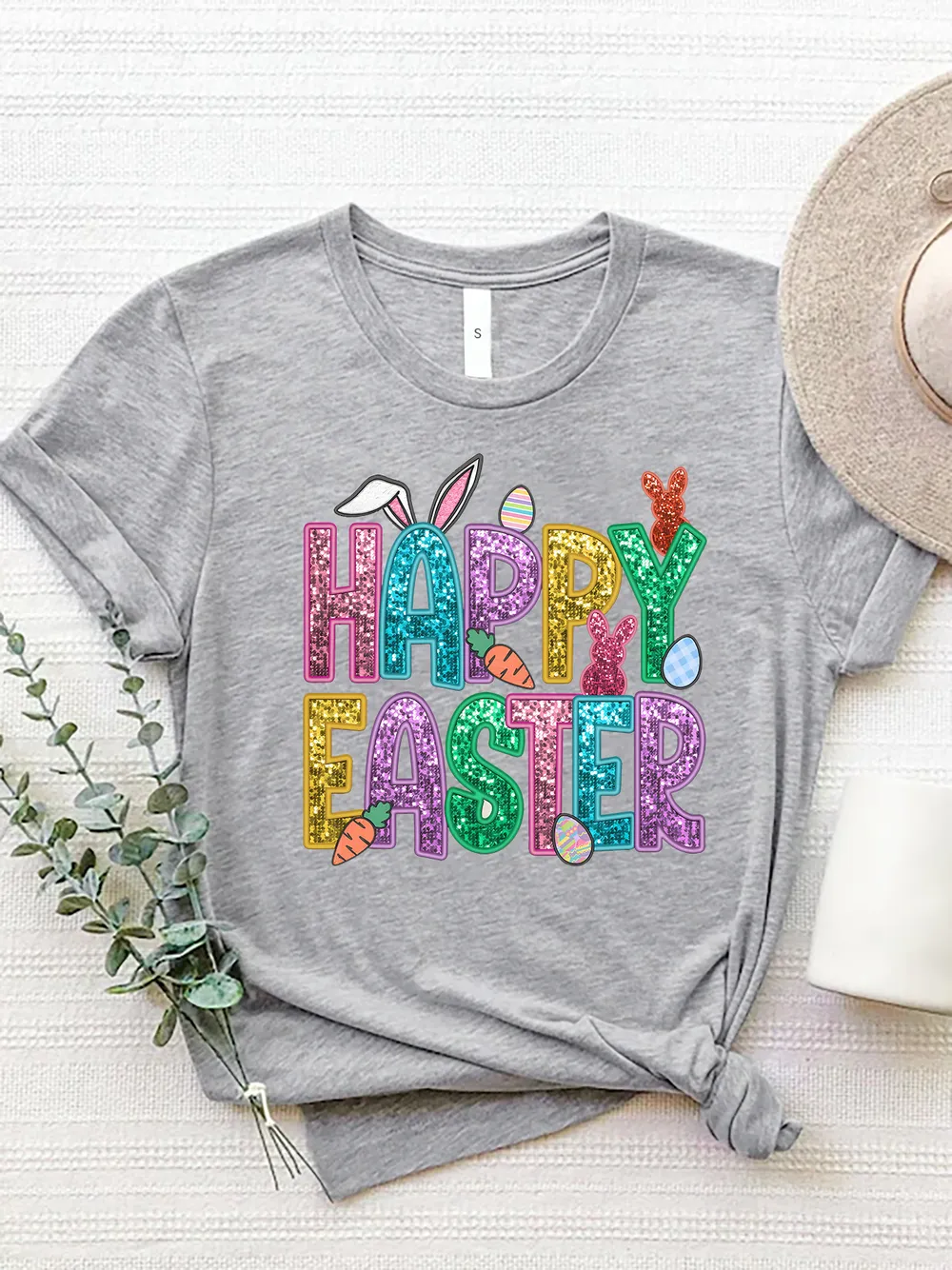 HAPPY EASTER Round Neck Short Sleeve T-Shirt, image 16