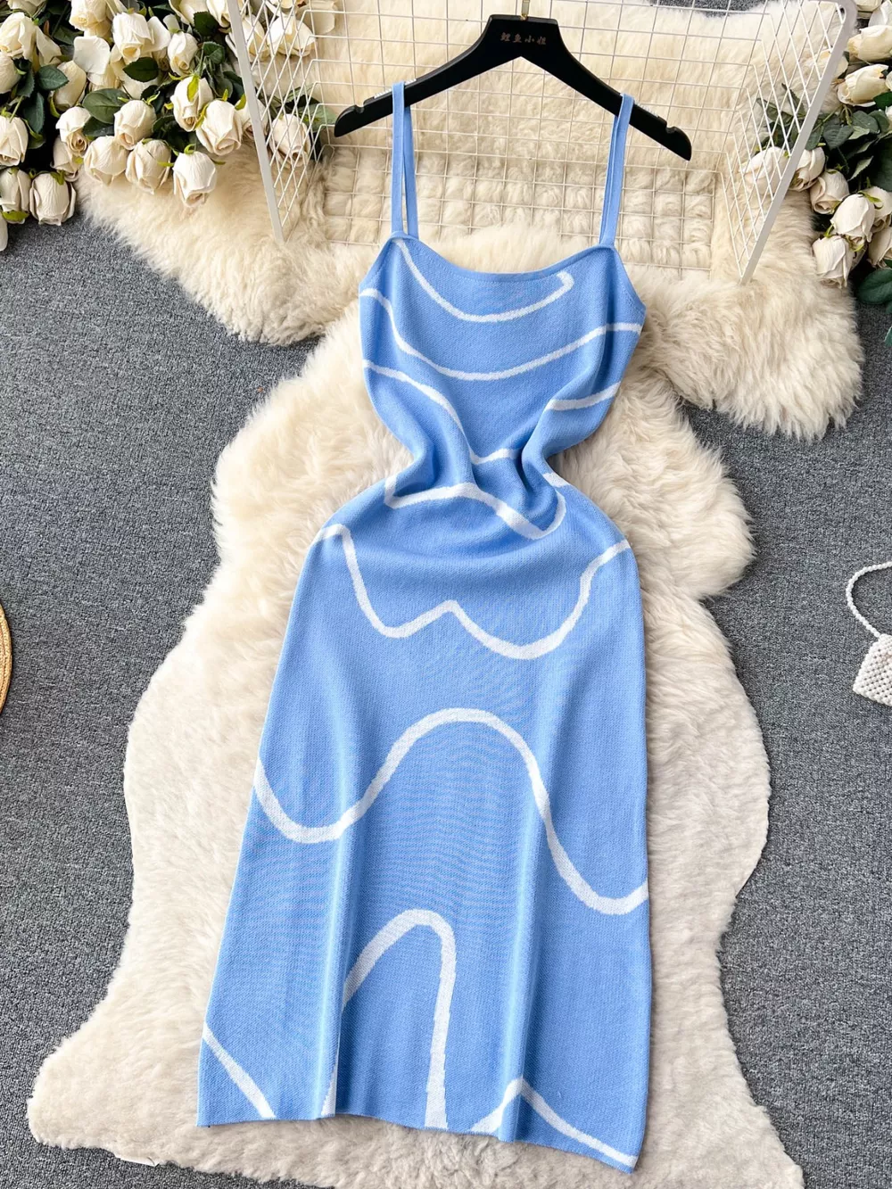 Wave Pattern Knit Midi Dress, image 2