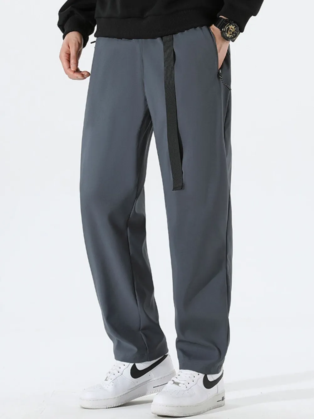 Men's Plus Size Solid Loose Fit Pants, image 4