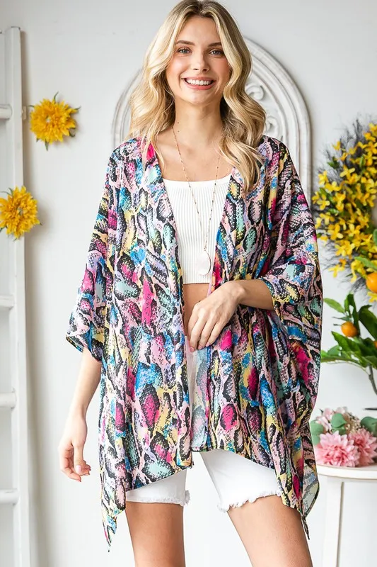 Full Size Multi Color Snake Open Cardigan Plus Size, image 5