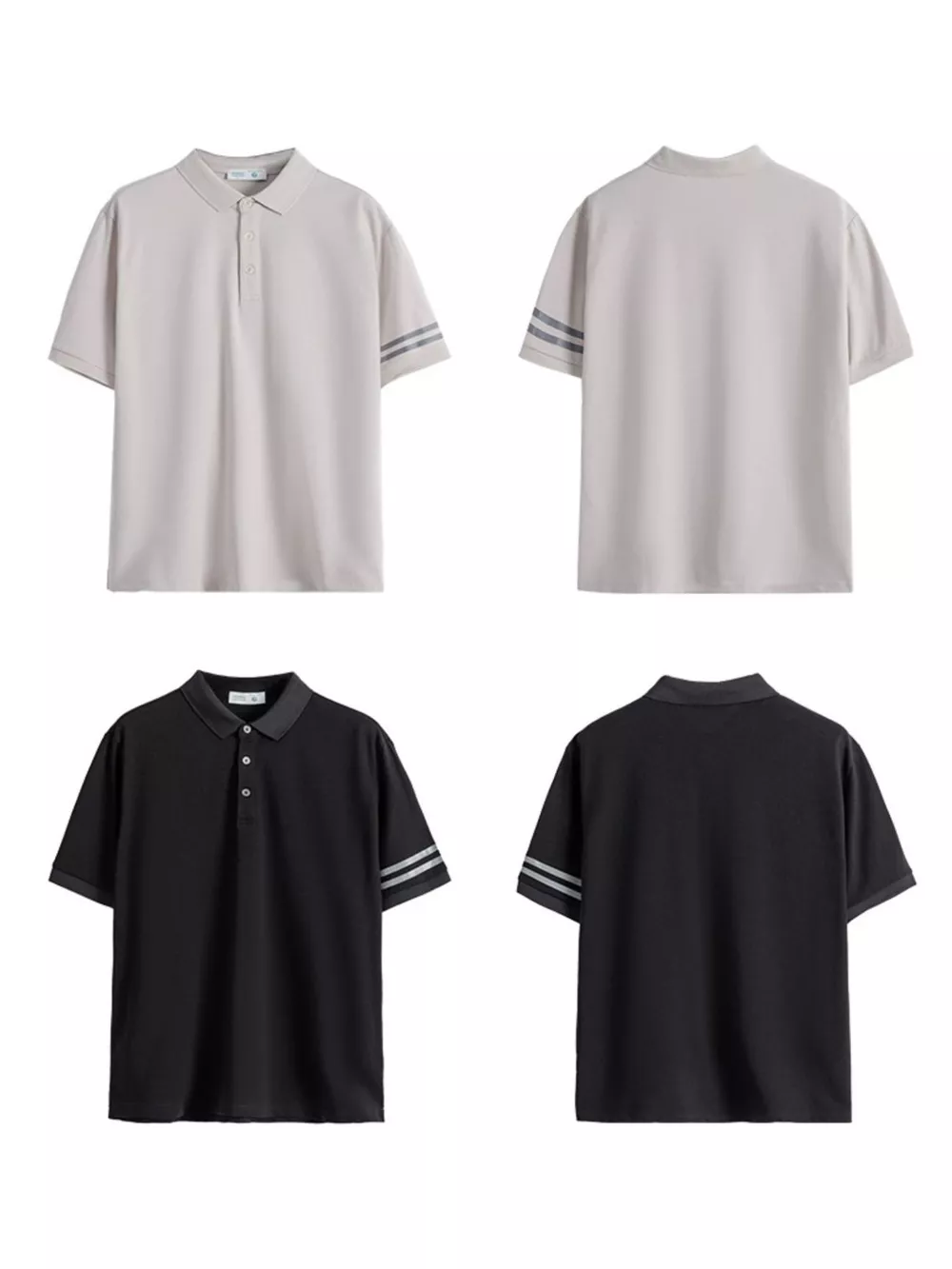 Men's Plus Size Striped Sleeve Casual Polo, image 6