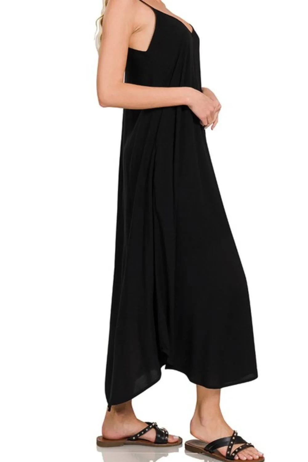 Woven Arc Hem Cami Dress With Flowy Pockets, image 2