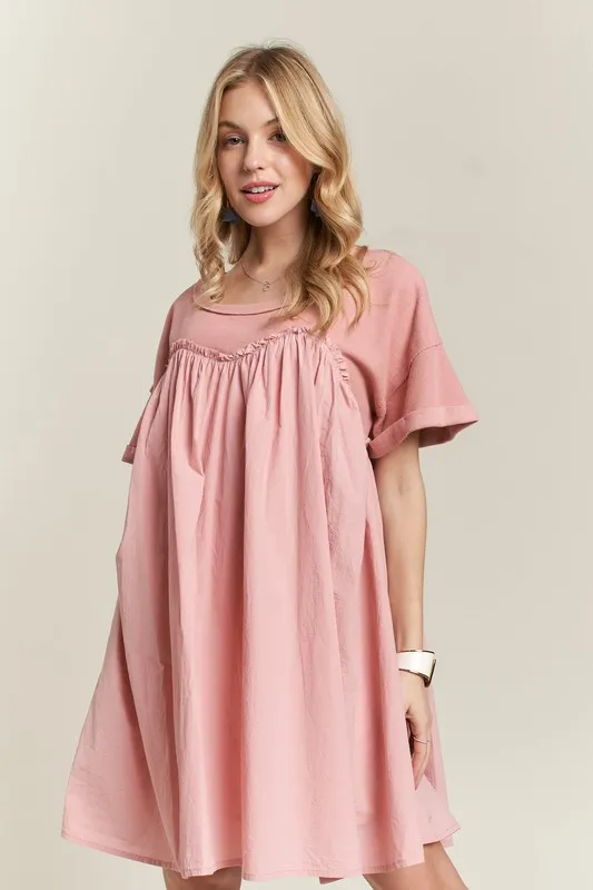 Round Neck Half Sleeve Babydoll Dress, image 3