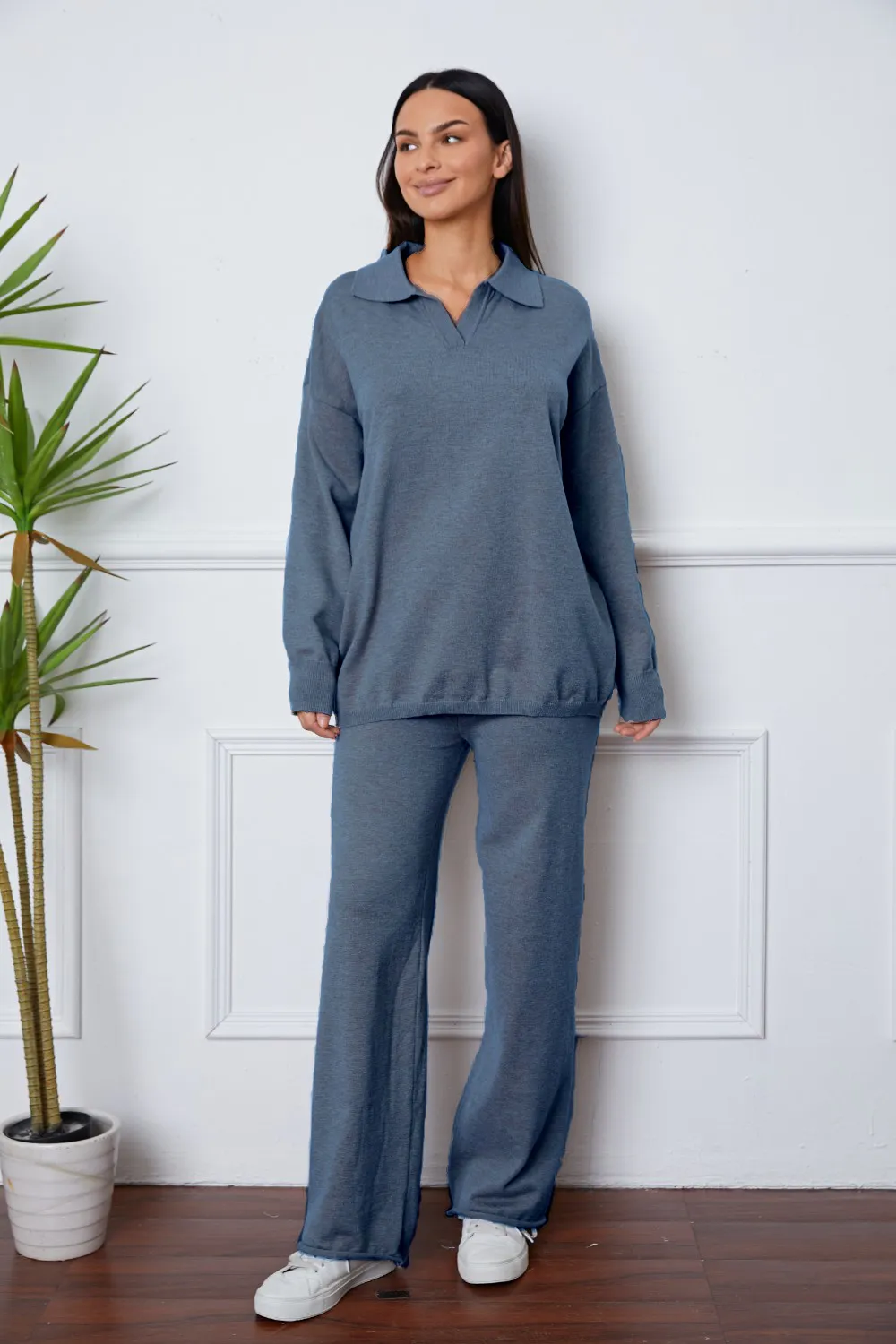 Dropped Shoulder Sweater and Long Pants Set, image 15