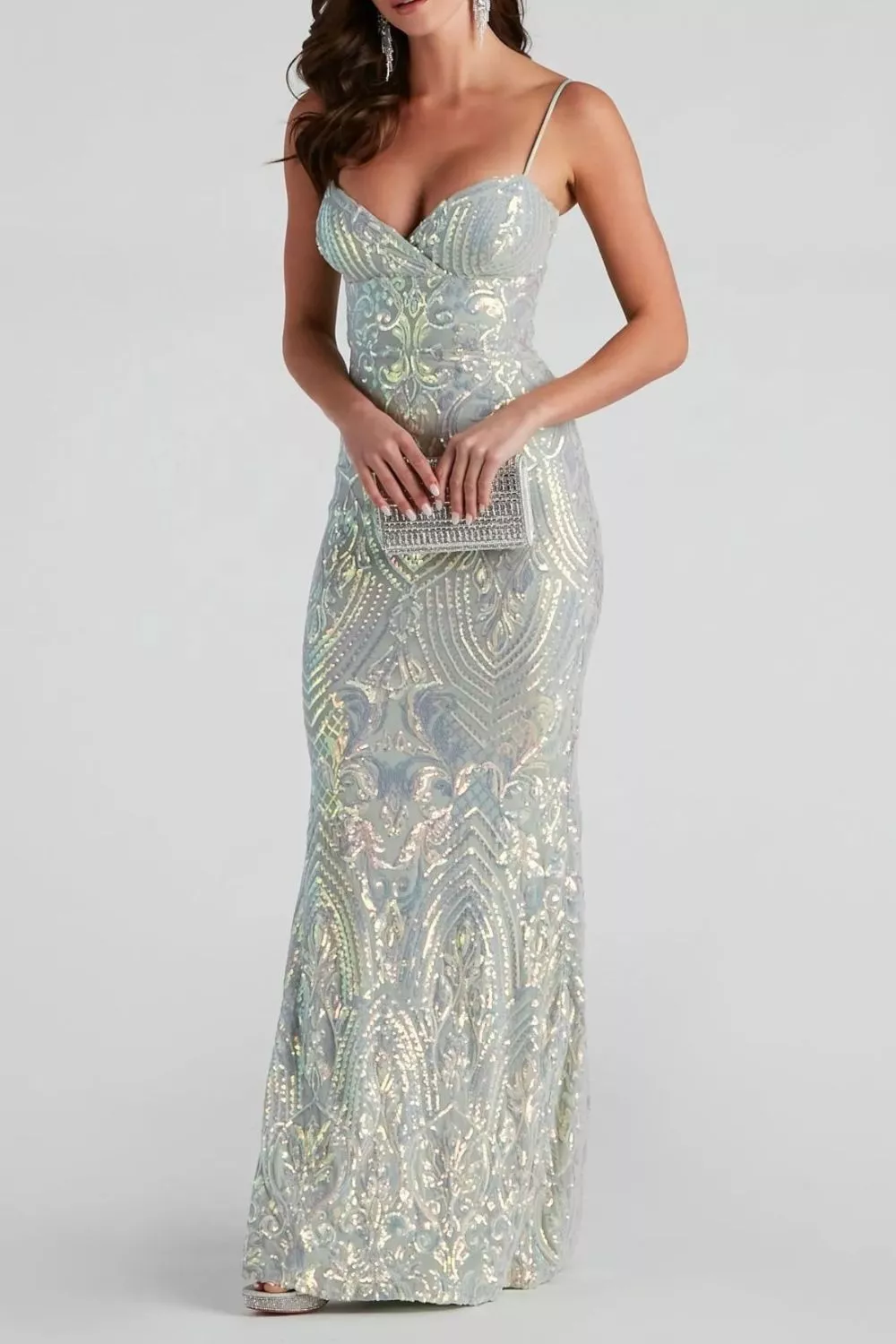 Sequin Mermaid Evening Maxi Cami Dress, image 3