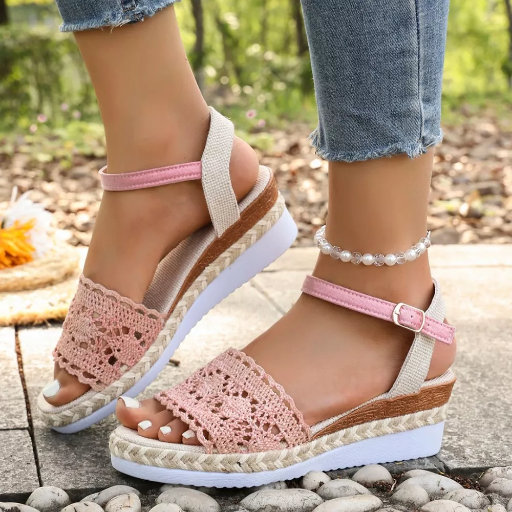 Crochet Espadrille Platform Sandals, image 3