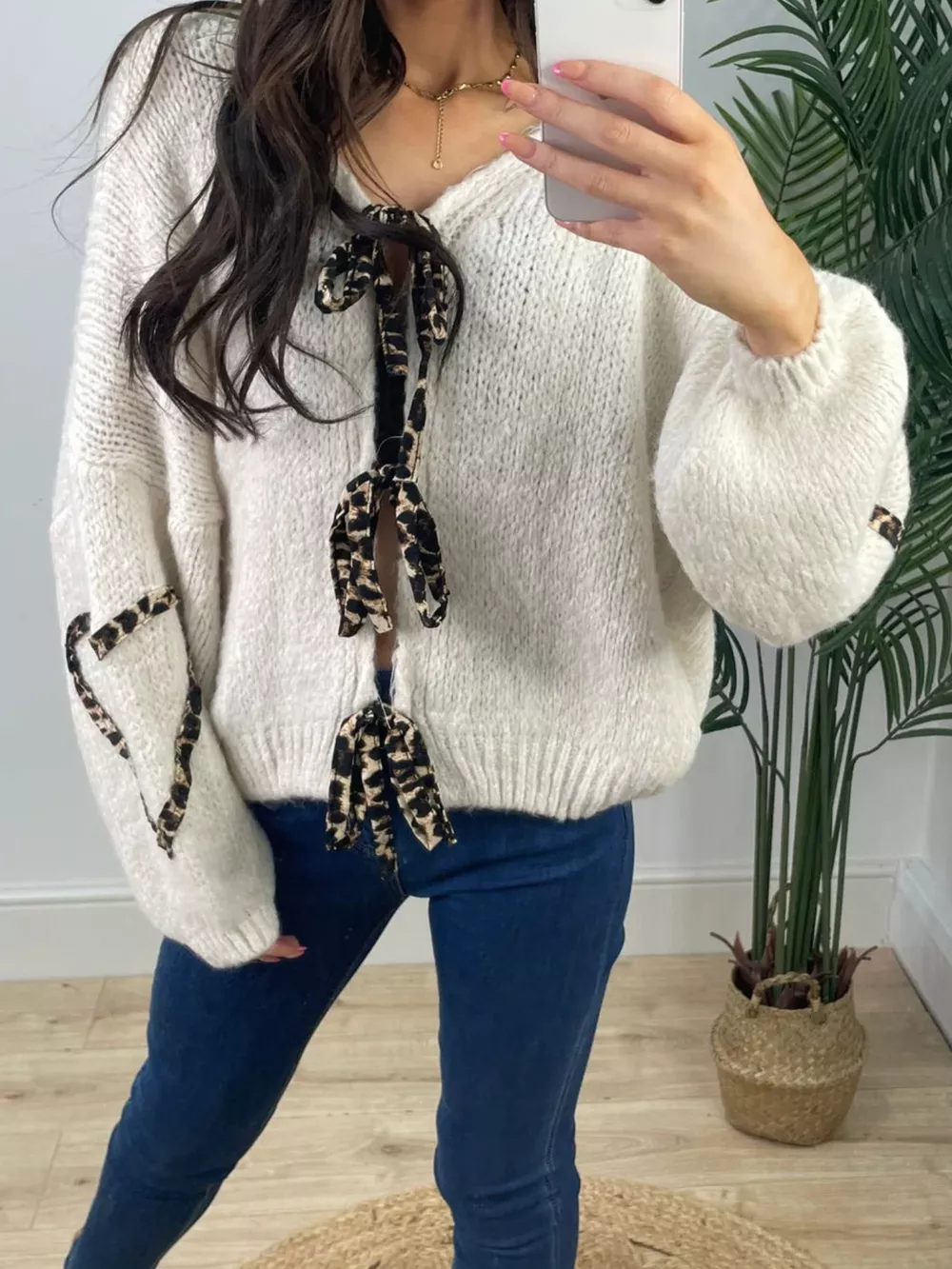 Tie Front Long Sleeve Sweater, image 2