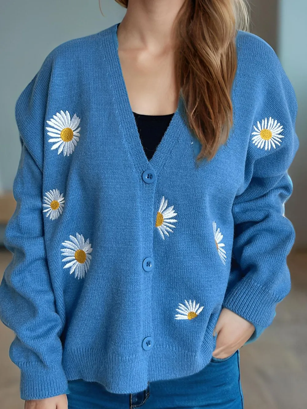 Daisy Button Up V-Neck Cardigan, image 20