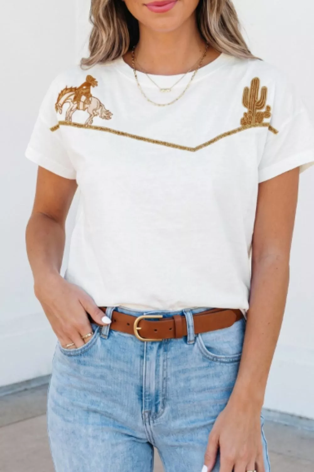 Western Embroidered Casual Tee, image 3